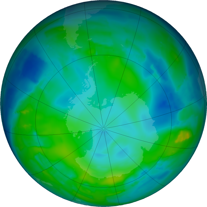 Antarctic ozone map for 21 May 2011